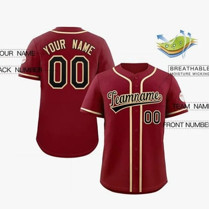 Personalize Men Women Youth Baseball Jersey Customize Button Down Sports Tee Laser Printed Sublimation Letter Number Big Size