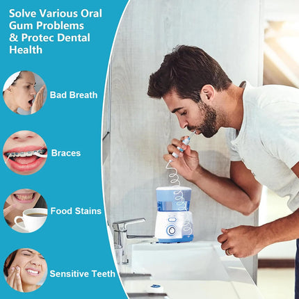 Water Flosser Dental Oral Irrigator Teeth Cleaning High Pressure Water Flosser for Teeth 800ML Mouth Washing Machine with 5x Tip