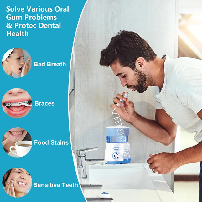 Water Flosser Dental Oral Irrigator Teeth Cleaning High Pressure Water Flosser for Teeth 800ML Mouth Washing Machine with 5 Tips