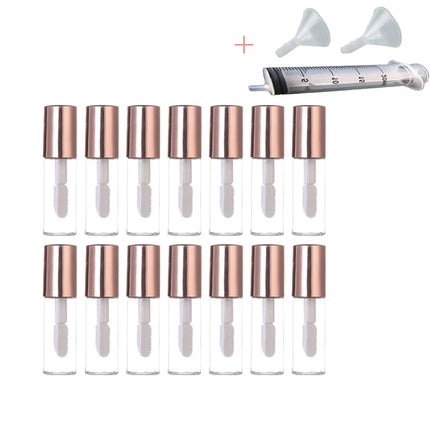 50/100pcs Empty Lip Gloss Tubes, Transparent Mini Fillable Lipstick Transfers for Lip Sample Travel DIY Makeup (1.2ml,Rose Gold)