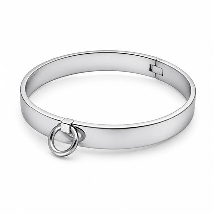 Stainless Steel BDSM Neck Collar with Leash Ring Adjustable Metal Slave Choker for Bondage Role Play Adult Toy for Women and Men