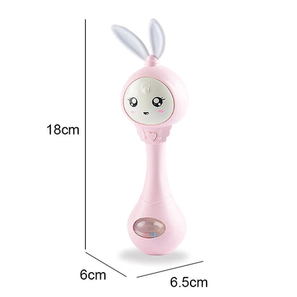 QWZ Musical Flashing Baby Rattles Teether Rattle Toy Hand Bells Rabbit Hand Bells Newborn Infant Early Educational Toys 0-12M