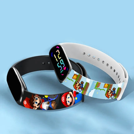 Mario Bros Children's Watches Action Figures Luigi Princess Peach Yoshi Bowser kids Sport Wristband Waterproof Digit