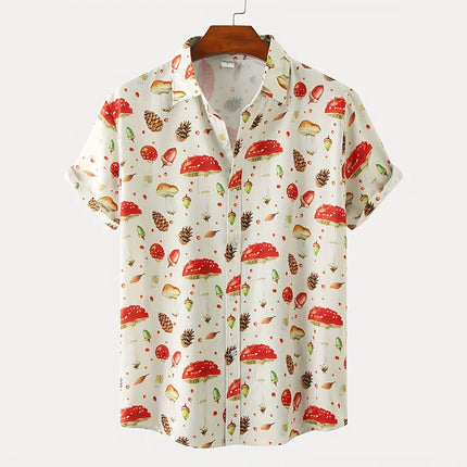 New 3D Dinosaur Printing Shirts for Men Plants Mushroom Graphic Shirts for Women Children Fashion Hawaiian Shorts & Blouses Tops