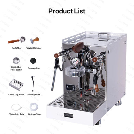 CAFOVO E124 9Bar Commercial Espresso Machine Real E61 Group Head Rotary Pump Heat Exchange Boiler Adjustable Pressure Lever