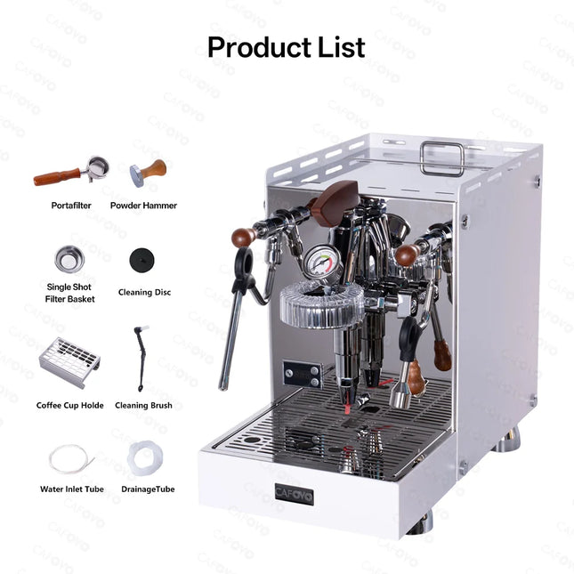 CAFOVO E124 9Bar Commercial Espresso Machine Real E61 Group Head Rotary Pump Heat Exchange Boiler Adjustable Pressure Lever