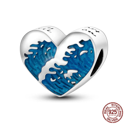 Charm 925 Silver Blue Ocean Life Theme Charm Beads Fit 3mm Original Bracelet For Women DIY Pendants Luxury Jewelry Gift Hot Sale