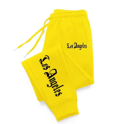 Los Angeles City Letter Print Men'S Women'S Trouser Loose Jogging Pant Fit Running Trousers Warm Jogger Casual Sweatpants Couple