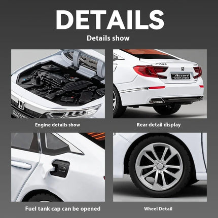 1:24 Accord Limousine Sound & Light Alloy Metal Diecast Car Model Collecting Hobby Decoration Trendy Holiday Gift Box Boy