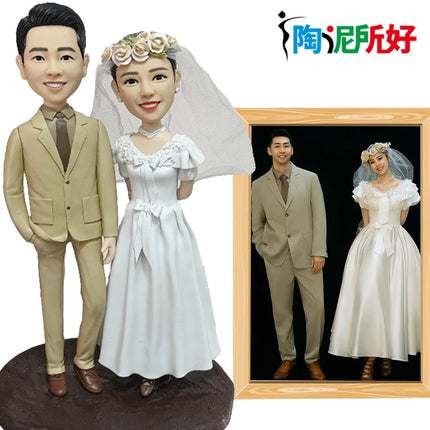 Custom Handmade Bobblehead Sculpture Figurines-Personalized Polymer Clay Doll from Your Photo-Wedding Anniversary Gifts for Wife