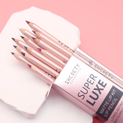 Matte Lip Liner Pencil Set of 12 Nude &Brown Shades Highly Pigmented Smooth Velvet Finish Long-Lasting Waterproof & Smudge-Proof