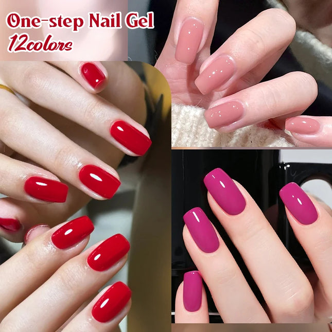 8ml 1-Step Gel Nail Polish No Need Base Top Coat Quick Dry Red Pink Semi Permanent UV/LED Varnishes DIY Nail Art Manicure Vernis