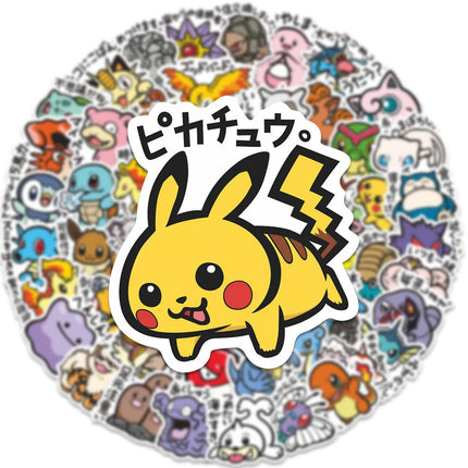 56PCS Cute Anime Pokemon Stickers Cartoon Pikachu Graffiti Sticker for Laptop Motorcycle Stationery DIY Kids Toys Decoration