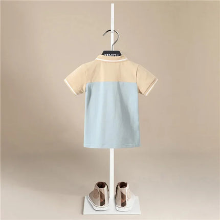 Kids Boy T-Shirts Polo Shirt Summer Girls Dress  Blue Short Sleeve Children Baby Tops High Quality Cotton Clothes Preppy Style