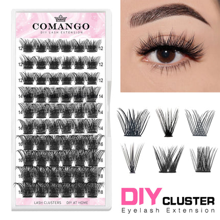 DIY Cluster Lashes For Personal Makeup 60 Pcs Wide Stem Clusters C D Curl 8-18mm CoMango Eyelash Extension