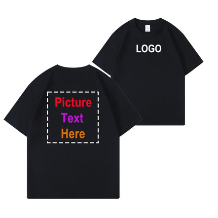 Custom T-Shirt Personalized Logo Photo Text Image Brand Print 100% Cotton Solid 5XL Team Workwear Men Women DIY Your Design Tees