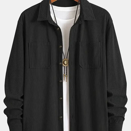 The New Spring and Autumn 2025 Corduroy Shirt, a Casual Men's Lapel and Trendy Loose Jacket