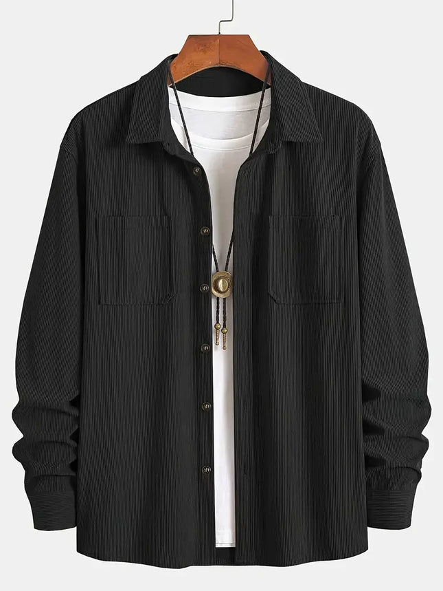 The New Spring and Autumn 2025 Corduroy Shirt, a Casual Men's Lapel and Trendy Loose Jacket