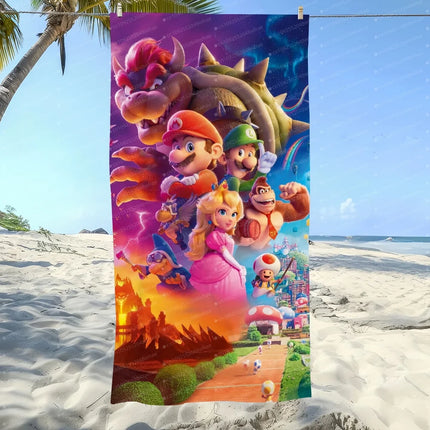 Super Mario Cartoon Cute Printed Bath Towel Microfiber Printed Pattern Swimming Quick Drying Comfortable Soft Bath Towel