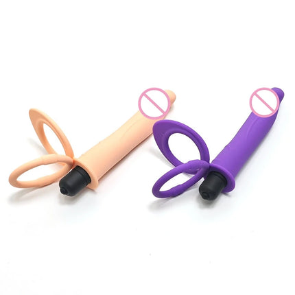 Beginner Vibrating Strap On Dildo Double Penetration Anal Plug Soft Silicone Waterproof Adult Toy for Men