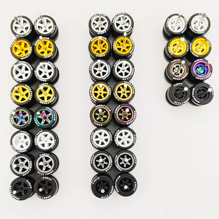 20 Sets 1/64 Wheels Rubber Tires Diameter 9.8mm 11mm 14mm 17mm for Matchbox/Domeka/HW 1:64 Diecast Alloy Car Models