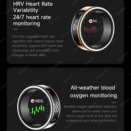 2026 Smart Ring With Wireless Charging LED Display Screen Heart Rate Blood Oxygen Monitor Waterproof Multi Sports Mode Smartring