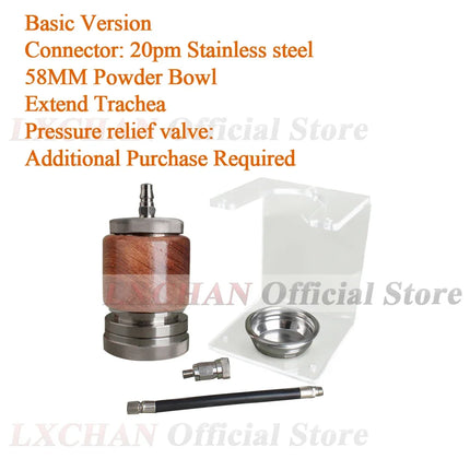 Hui PEC 58MM Pneumatic Espresso Coffee Machine Stainless Steel Portable Espresso Maker with Stand for Home and Camping
