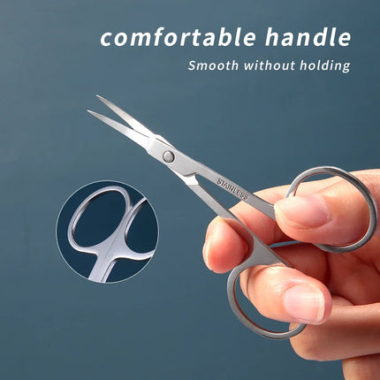 1Pcs Pointed Tip Curved Blade Upwards Stainless Steel Makeup Scissors Eyelash Eyebrow Nose Hair Small Scissors Thin Makeup Tools