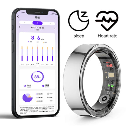 R09 Smart Ring Waterproof Health Monitor Heart Rate Blood Oxygen Sleep Monitoring Health Fitness Rings for Xiaomi Samsung Phone