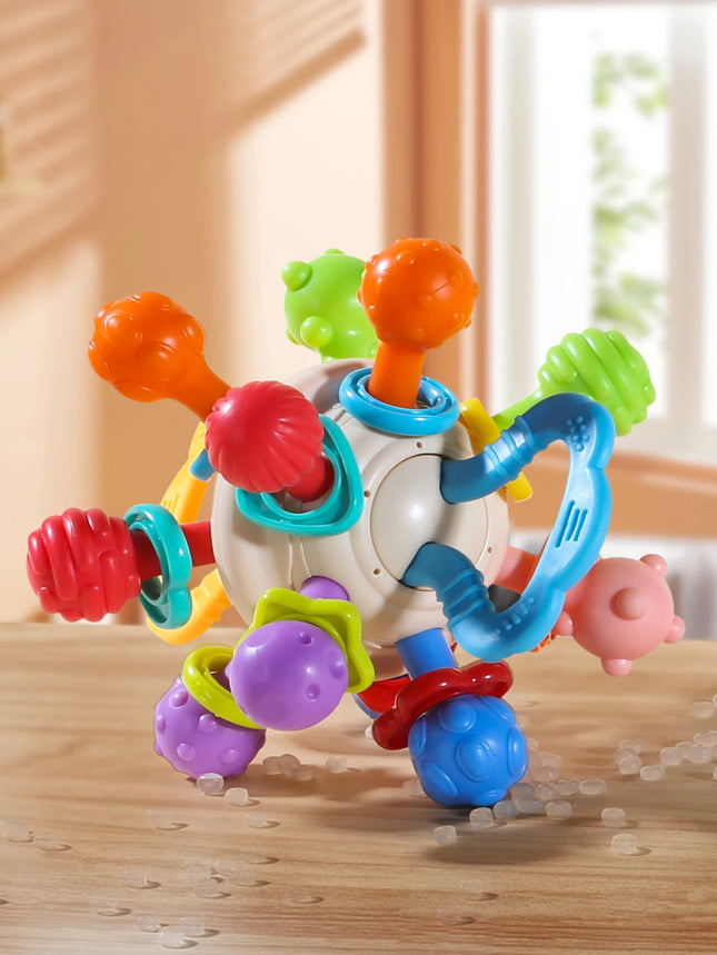 Baby Manhattan Ball Toy Montessori Teether Rattle for 0-18 Months Newborn Soothing Toy Easter Ramadan Gift for Boys Girls
