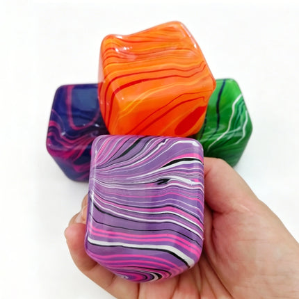 Stress Cube Squishy Gel Ball Marble Swirl Slow Rebound Soft Stretch Squeeze Fidget Sensory Decompression Anxiety Relief Toy.