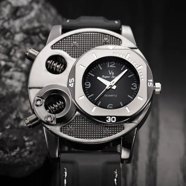 Men's Watch, Leisure Sports V8 Quartz Watch, Trendy Fashion Silicone Watch Design Classic Analog Display Wristwatch for Casual