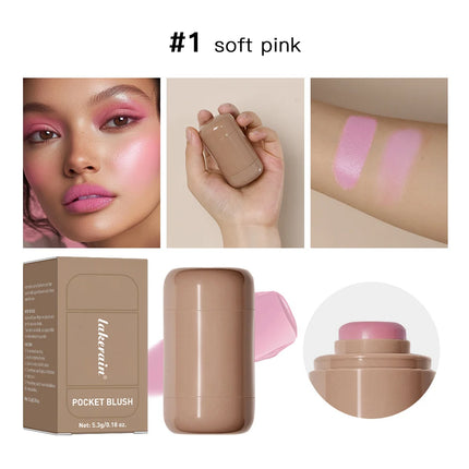 Lakerain Blush Stick Cheek Lip Tinted Moistured Long-wearing Flush Blusher Silky Brighten Blush Cream Cosmetics Matte Nakeup