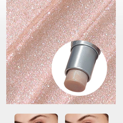 Rich Bear Highlighter Stick - Dewy Finish, Contour & Blush 3-in-1, Natural Glow with Fine Shimmer, Affordable Makeup Stick