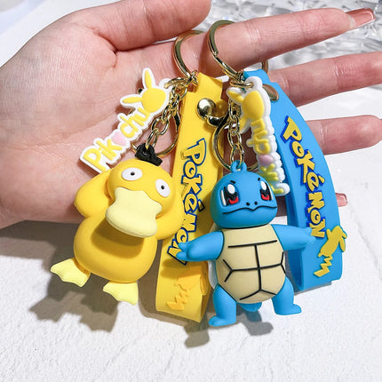 Pokemon Keychain Pikachu Anime Action Figure Toy Kawaii Cartoon Fashion Charmander Psyduck Doll Keyring Car Bag Pendant Kid Gift