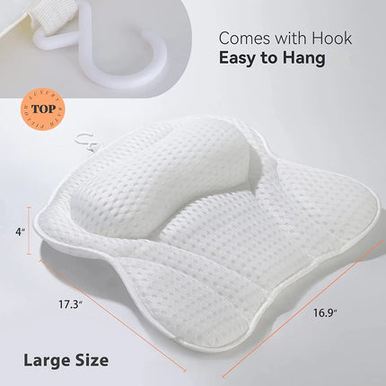 Bathtub Pillow for Tub, Bath Pillow for Neck & Back Support with Strong Suction Cups, Soft Spa Bath Pillow