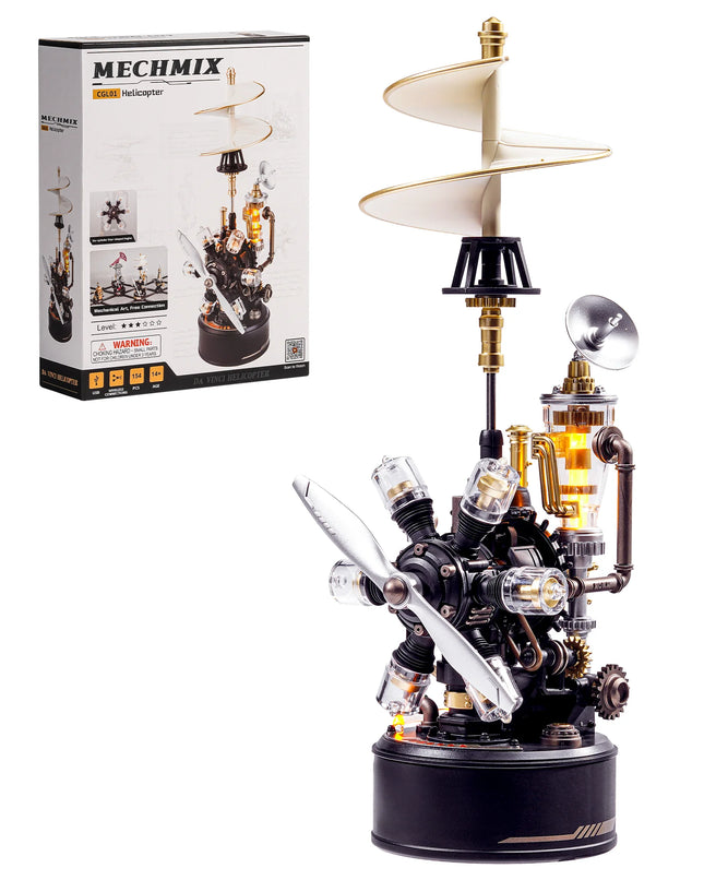 ROKR Da Vinci Helicopter CGL01 – A mechanical 3D puzzle with wireless audio-visual interaction, an adult steampunk desktop model