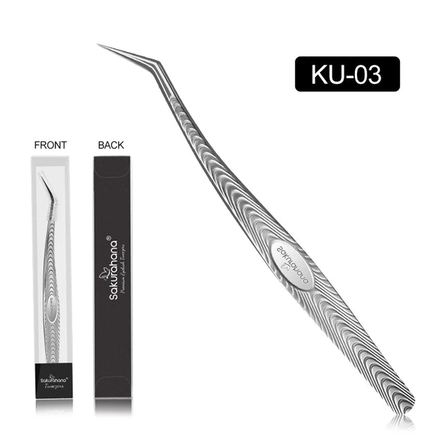 SAKURAHANA Anti-Static Eyelash Tweezers Professional High Precision Volume Extension Stainless Steel Anti-slip Makeup Tool