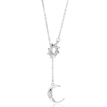 2025 Sun Moon Coin Pendant Necklace For Women Cute Fashion Gold Color Stainless Steel Round Necklace Sweet Jewelry Her Gifts