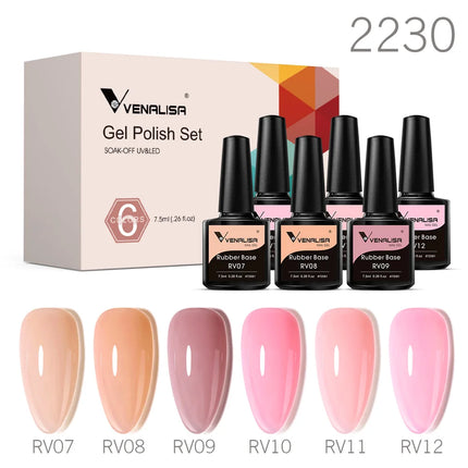 6pcs/kit VENALISA Valentine's Day Collection Lovely Pink Nails HEMA FREE TPO FREE Soak Off UV LED Semi Permanent Set Gel Varnish