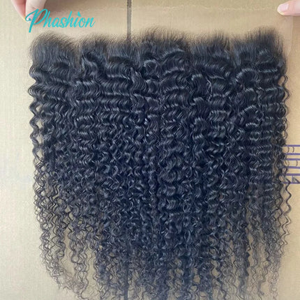 Phashion Real HD Full Long 13x4 Lace Frontal Only Kinky Curl Straight Loose Deep Water Wave Swiss Ear to Ear Closure Human Hair
