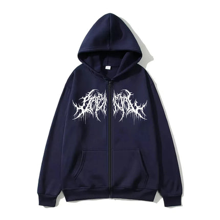 Y2K Zip-Up hoodie, men, clothes with graphic prints, hip hop style, gothic 2025 Autumn Winter keep warm long sleeves Sweatshirt