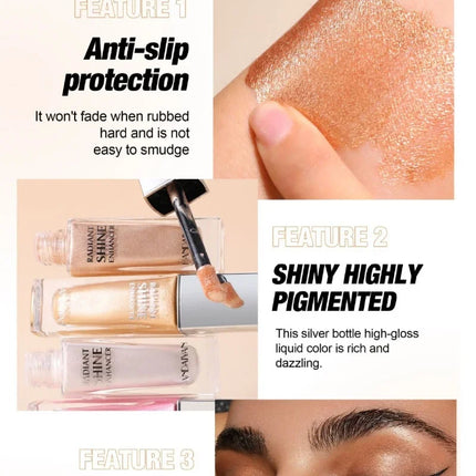  Liquid Highlighter Starlight Liquid Fine Sparkle for Face Body Long-Lasting Glow for Stage Festival & Photography Makeup