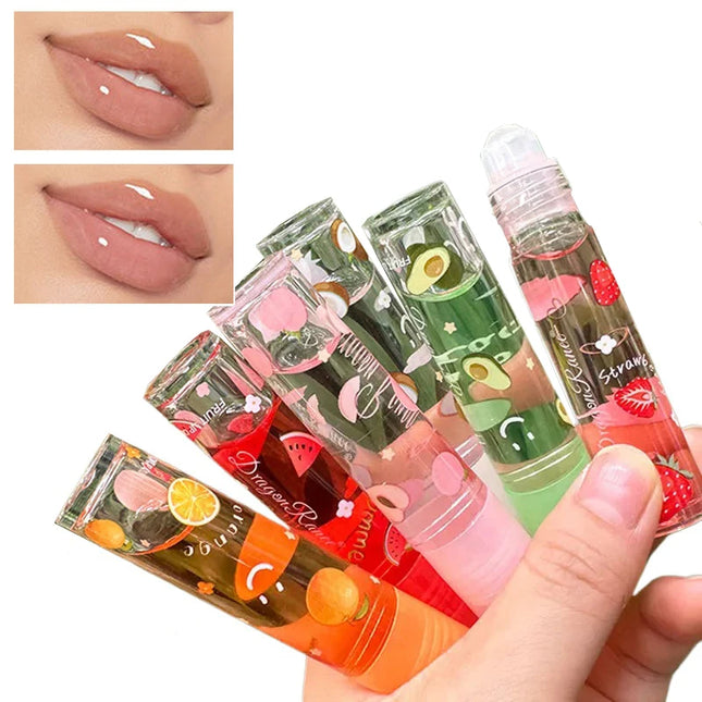 6 Color Plumping Clear Lip Oil Mirror Water Lip Gloss Lip Glaze Transparent Liquid Lipstick Moisturizing Fruit Lips Care Makeup