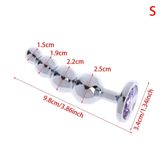 New Metal Curved Anus Butt Plug 4 Beads Stimulating Anal Plugs Sex Prostate Massage Analplug Buttplug Butplug With Jewelry Base