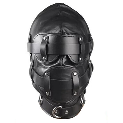 SM Leather Padded Hood Blindfold,Head Harness Mask Gag, BDSM Bondage ,Sex Toys For Couples Accessories