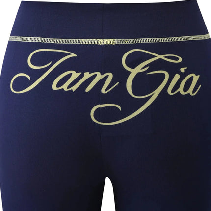 Gia Slim-Fit Letter Print Topstitching Design Hooded Zip-Up Jacket and Pants Set