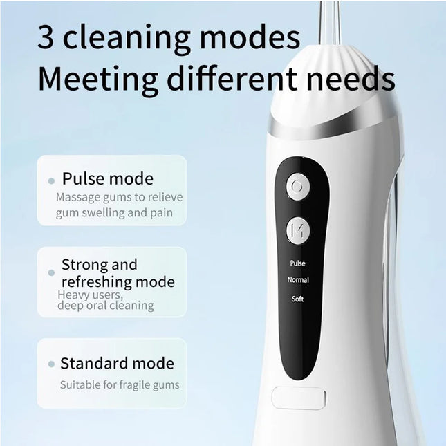 Oral Irrigator 3 Cleaning Modes Portable Rechargeable Waterproof IP65 Dental Water Flosser Teeth Whitening Jet Floss 200ML
