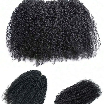 Crochet Human Hair Kinky Curly 120G Knotless Pre-Separated Curly Hair Lightweight Reusable Virgin Hair Extensions Natural Black