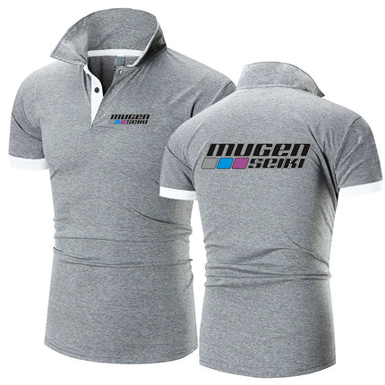 2024 Summer Men's Mugen Seiki Logo Print Popular Lapel Collar Cotton Simplicity Comfortable Quick-Drying Solid Color Polo Shirts